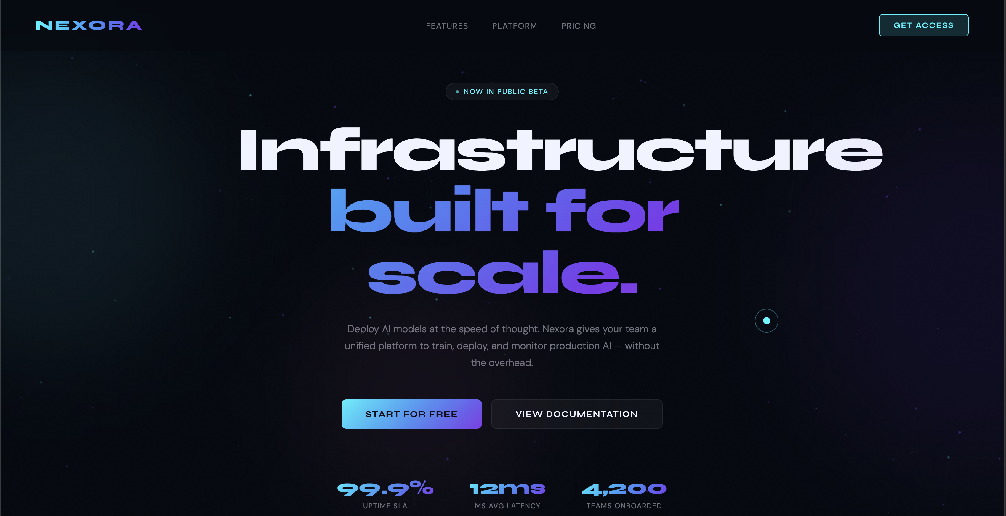 Nexora — AI Infrastructure Landing Page